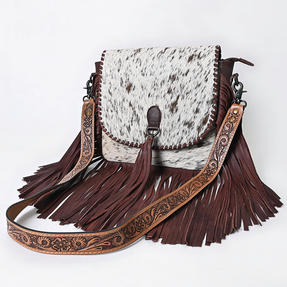 OHLAY Messenger Hair-On Genuine Leather Women Bag Western Handbag Purse | Womens Handbags Belt for Summer