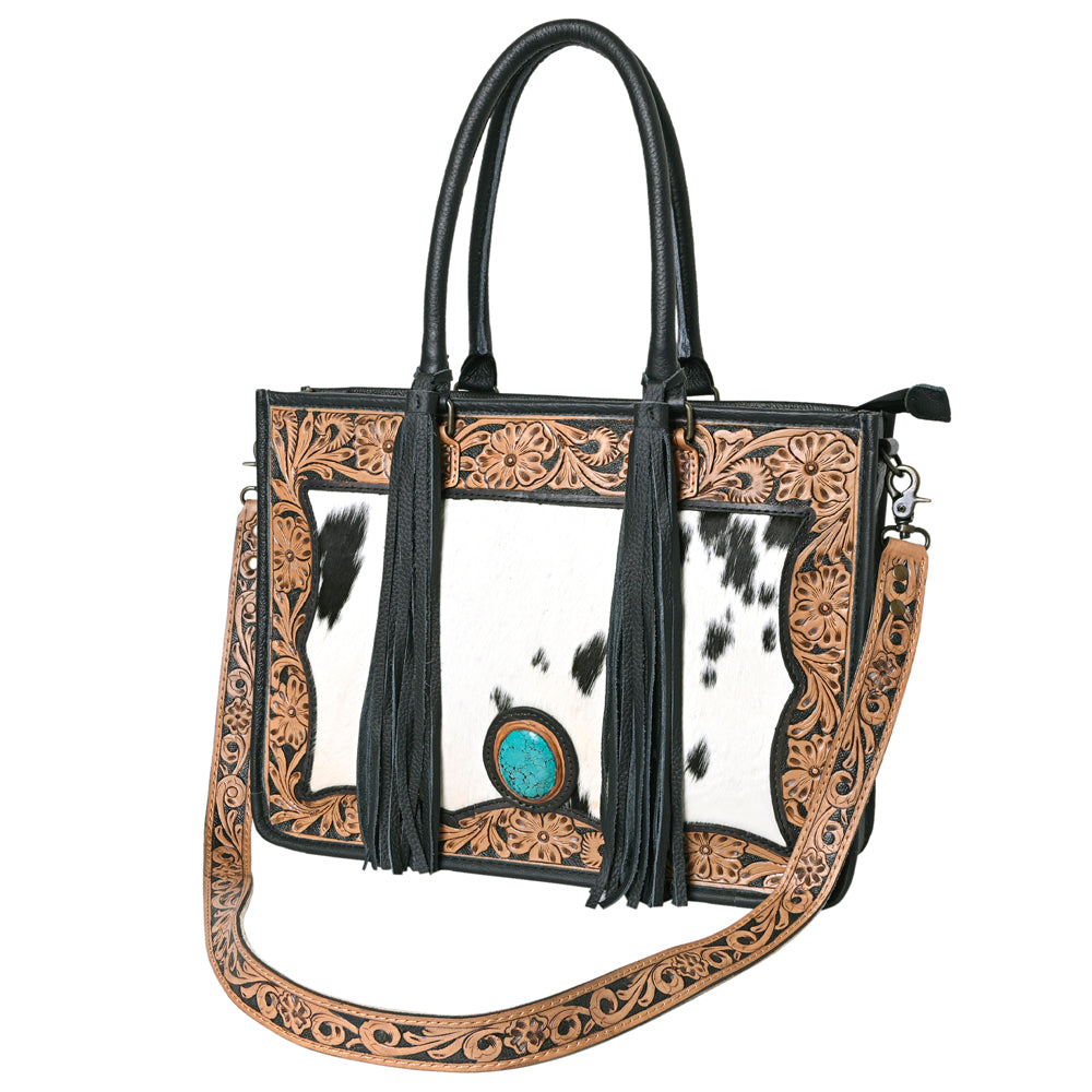 OHLAY KBG245 TOTE Hand Tooled Hair-on Genuine Leather women bag western handbag purse
