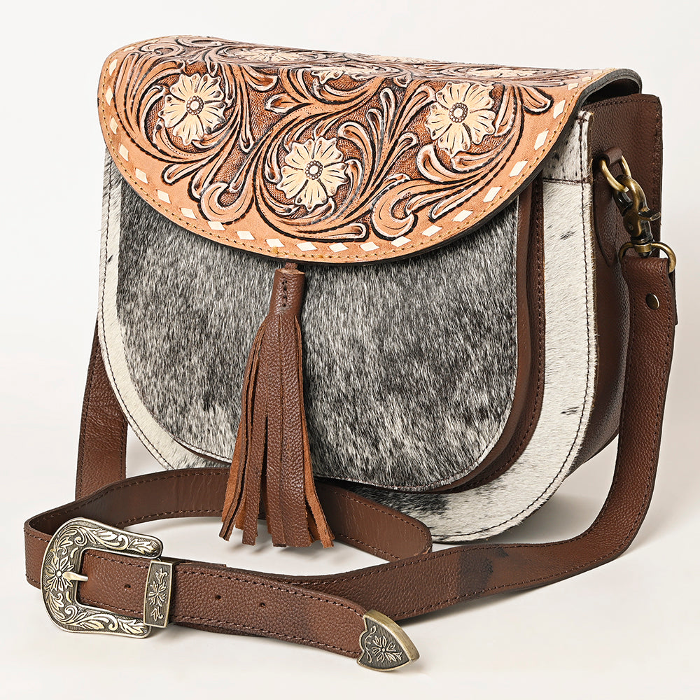 American Darling Cross Body Hand Tooled Hair on-Genuine Leather Western Women Bag Handbag Purse | Crossbody for Cute
