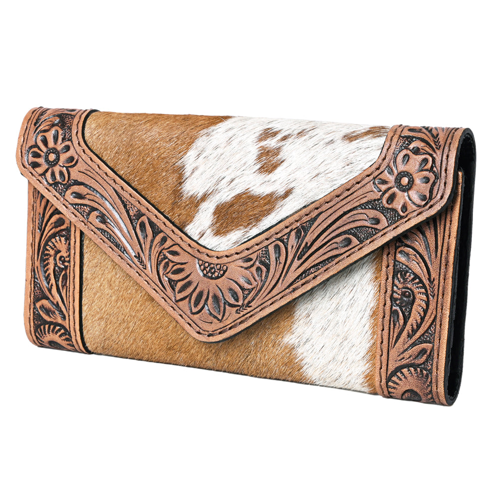 OHLAY Coin Purse Hand Tooled Hair-On Genuine Leather Women Bag Western Handbag | for Cute