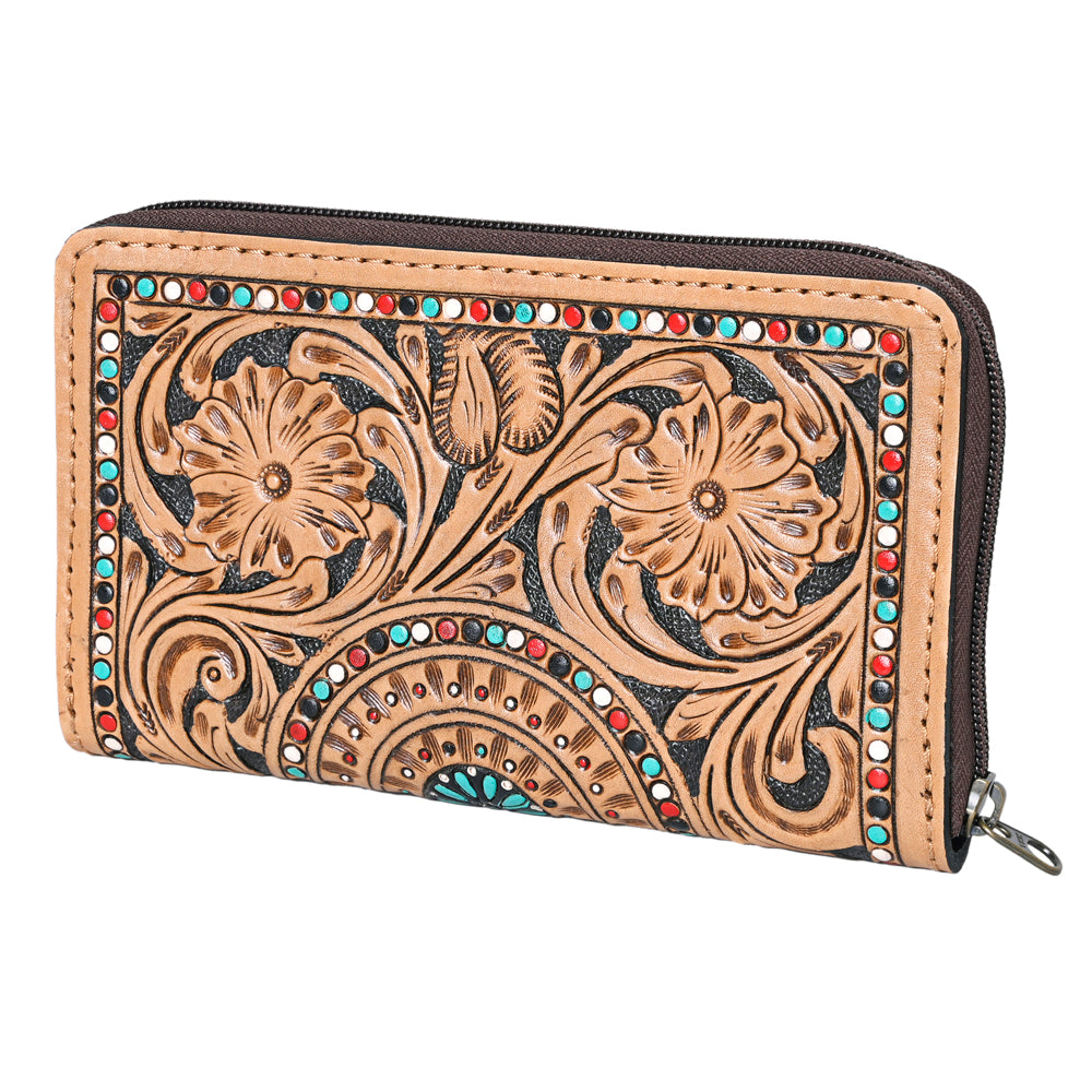 OHLAY Coin Purse Hand Tooled Genuine Leather Western Women Bag | Handbag Wallet Purses for Cute