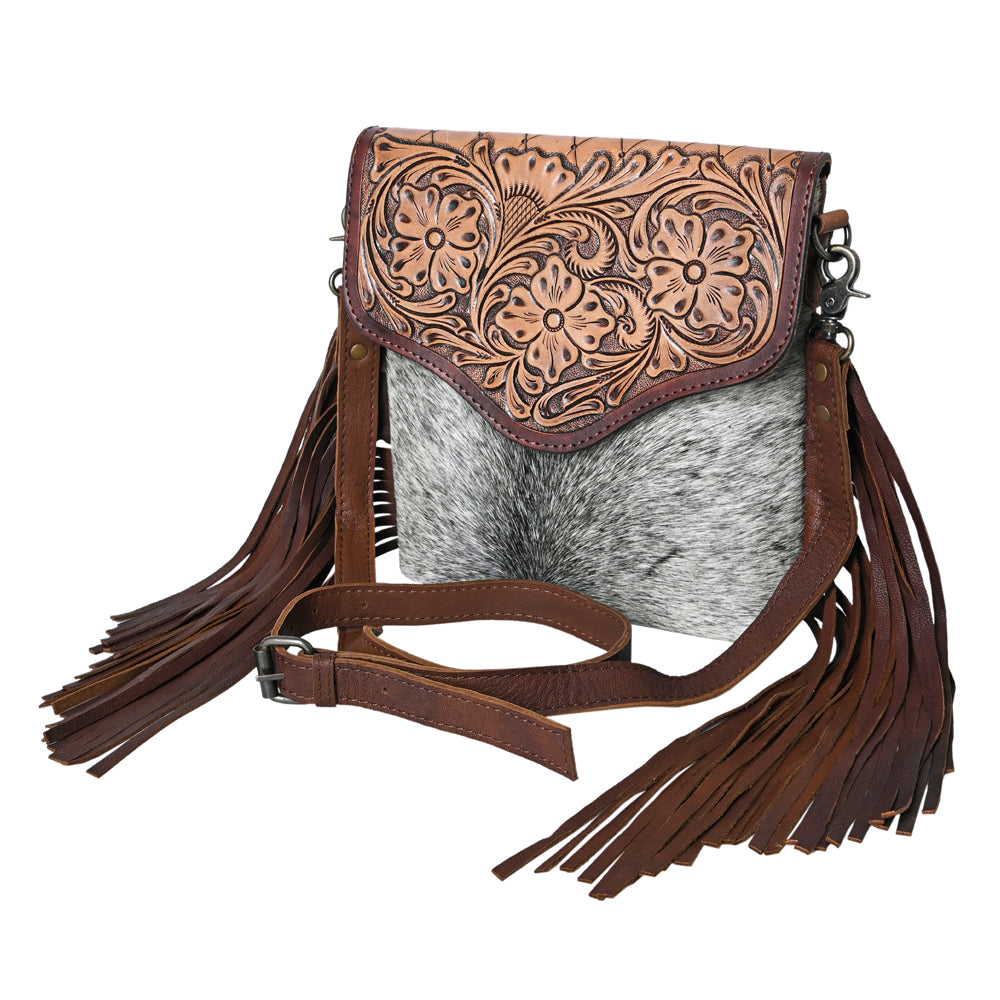 OHLAY Cross Body Hand Tooled Hair-On Genuine Leather Women Bag Western Handbag Purse | for