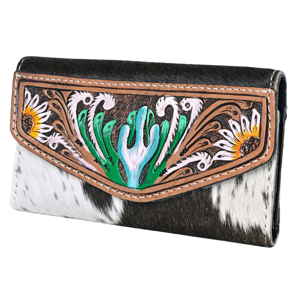 OHLAY Coin Purse Hand Tooled Hair-On Genuine Leather Women Bag Western Handbag | for Cute