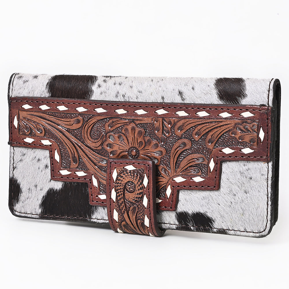 OHLAY Coin Purse Hand Tooled Hair-On Genuine Leather Women Bag Western Handbag | for Cute