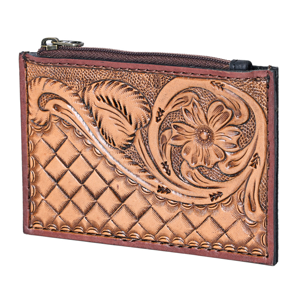 OHLAY Coin Purse Hand Tooled Hair-On Genuine Leather Women Bag Western Handbag | for Cute