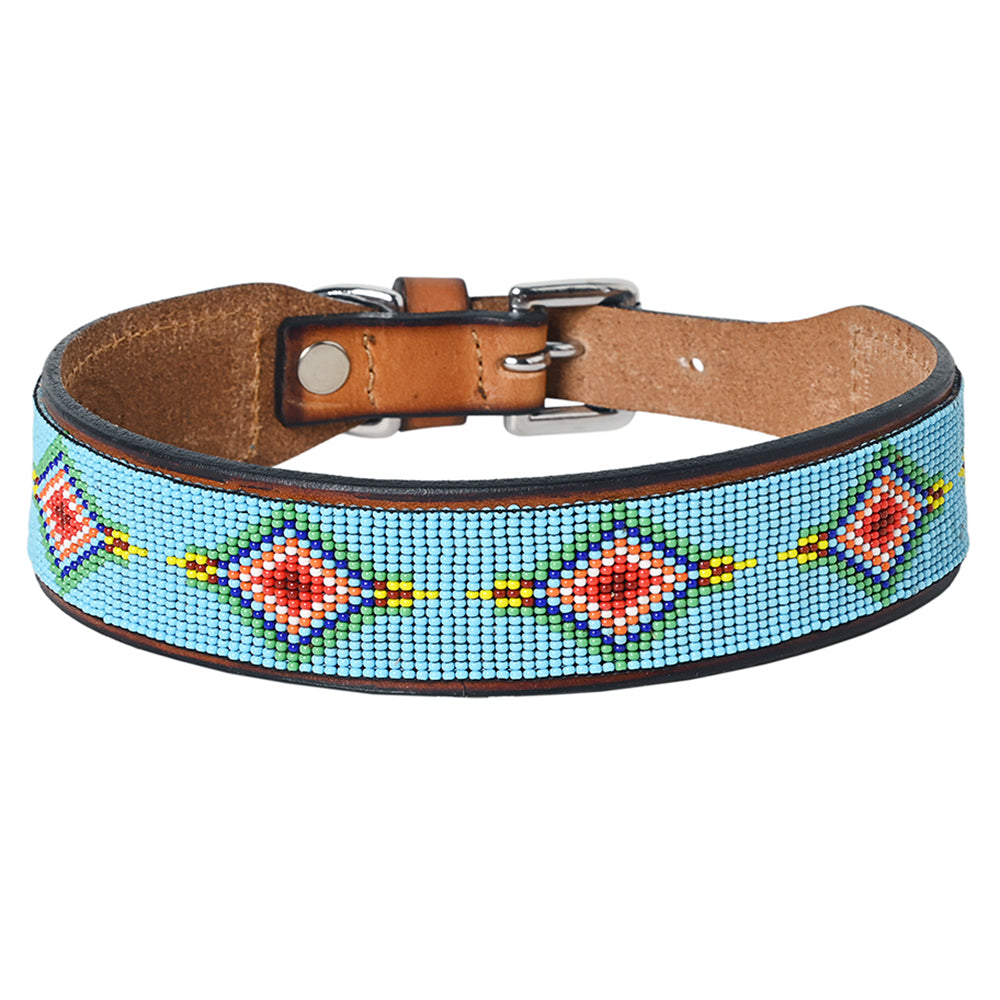 Hilason Western Style Heavy Duty Beaded American Leather Pet Dog Collar