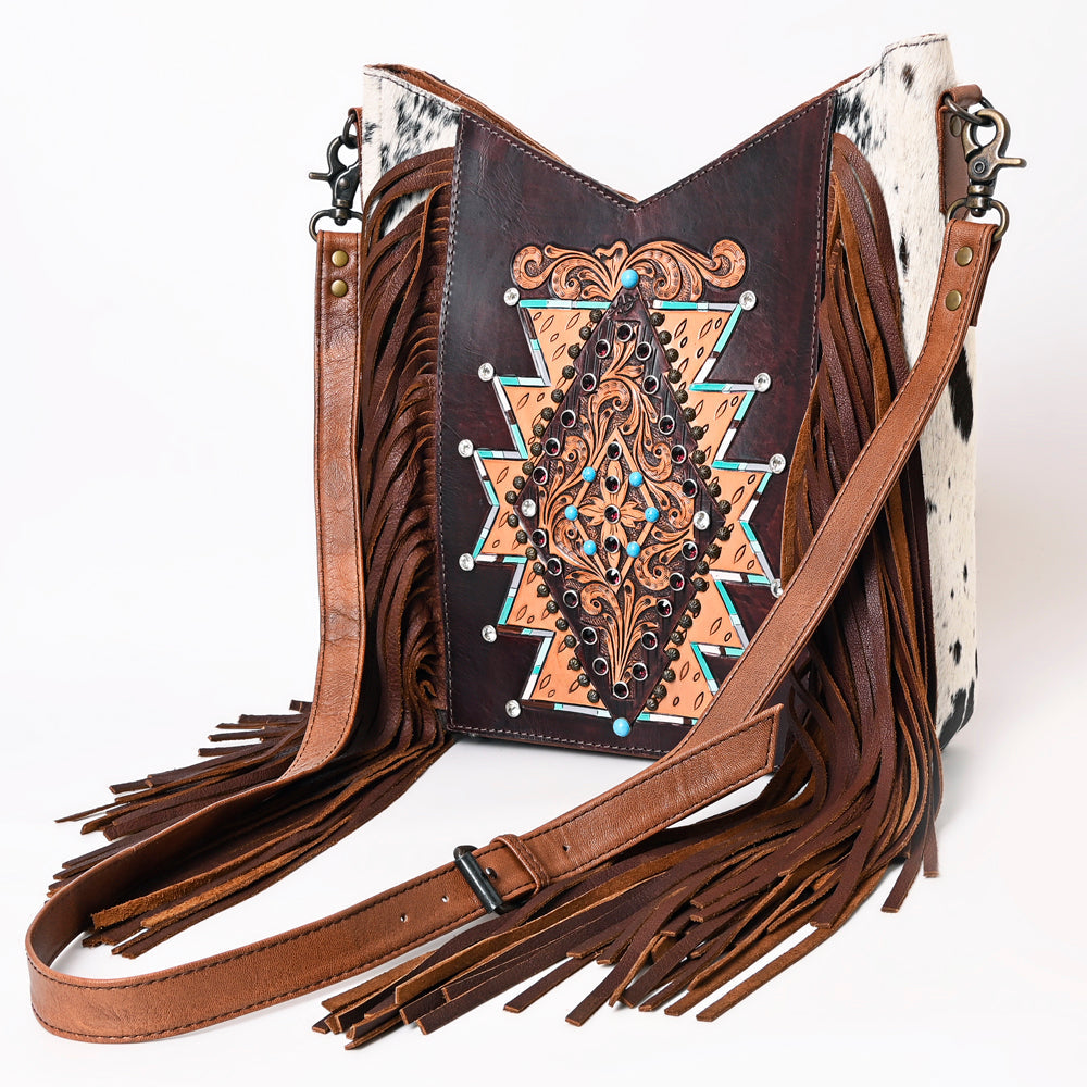ADBG1219 American Darling Hand Tooled Hair On Genuine Leather Women Bag Western Handbag Purse