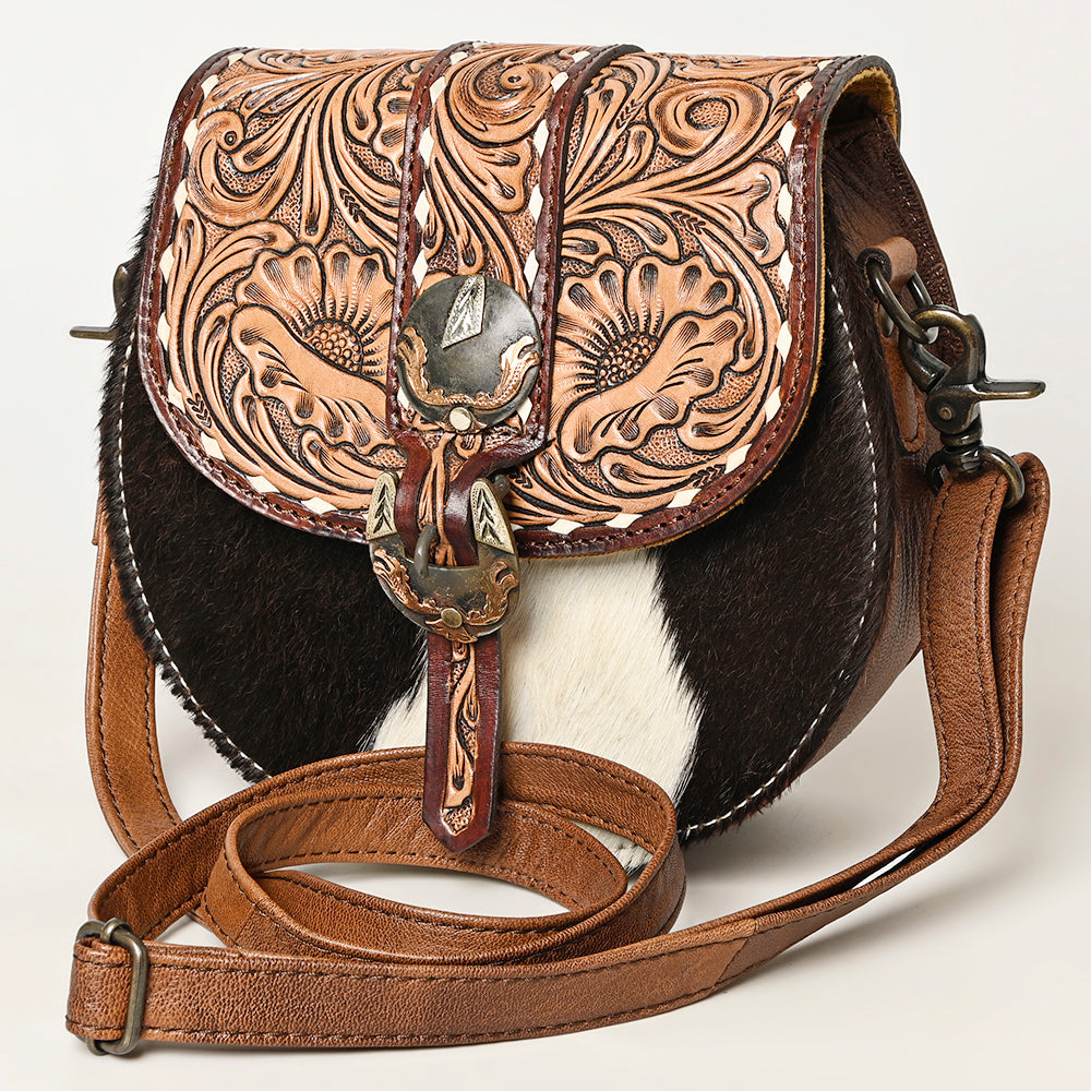 ADBG1222B American Darling Hand Tooled Hair On Genuine Leather Women Bag Western Handbag Purse