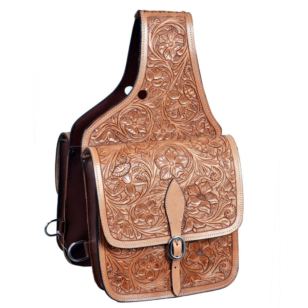 HILASON Soft Leather Horse Saddle Bag Tan | Equestrian Western Adjustable Closure