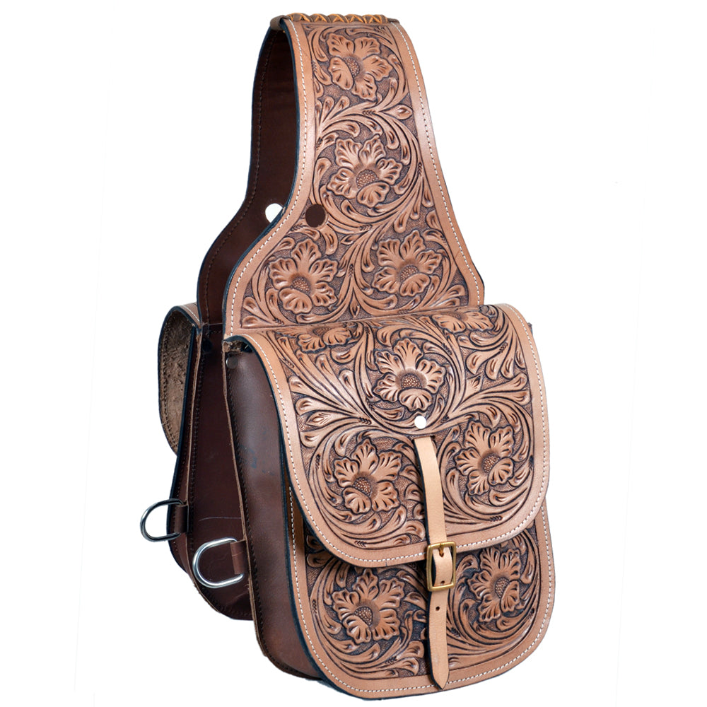 HILASON Soft Leather Horse Saddle Bag Oiled Tan | Equestrian Western Adjustable Closure