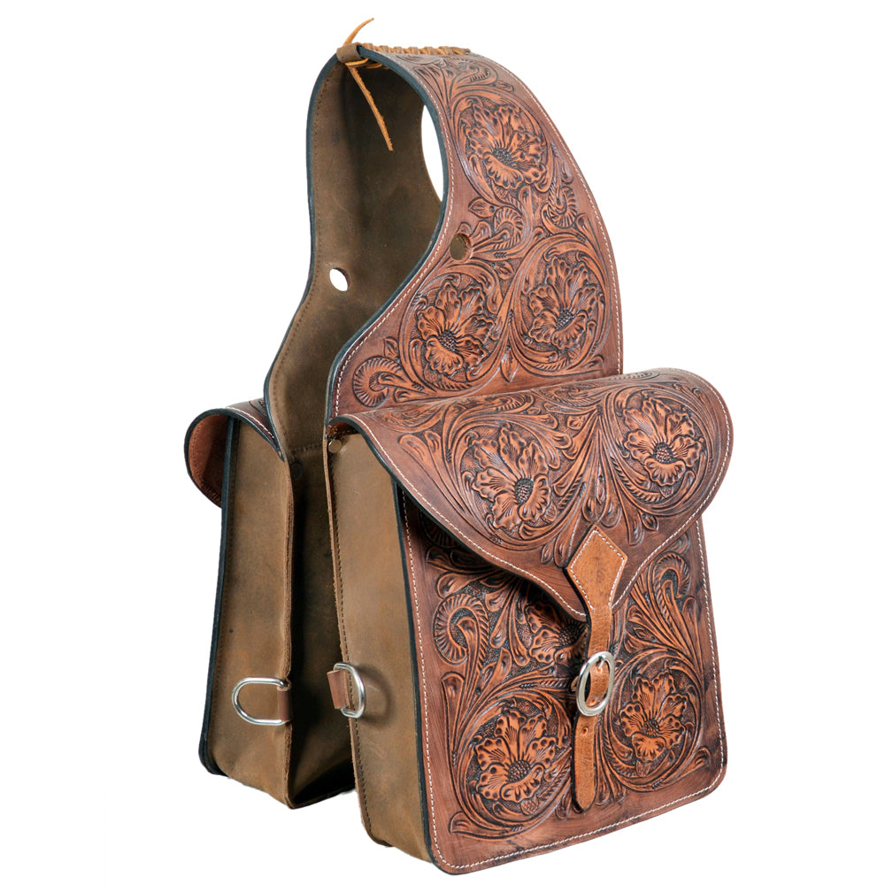 HILASON Soft Leather Horse Saddle Bag Oiled Tan | Equestrian Western Adjustable Closure