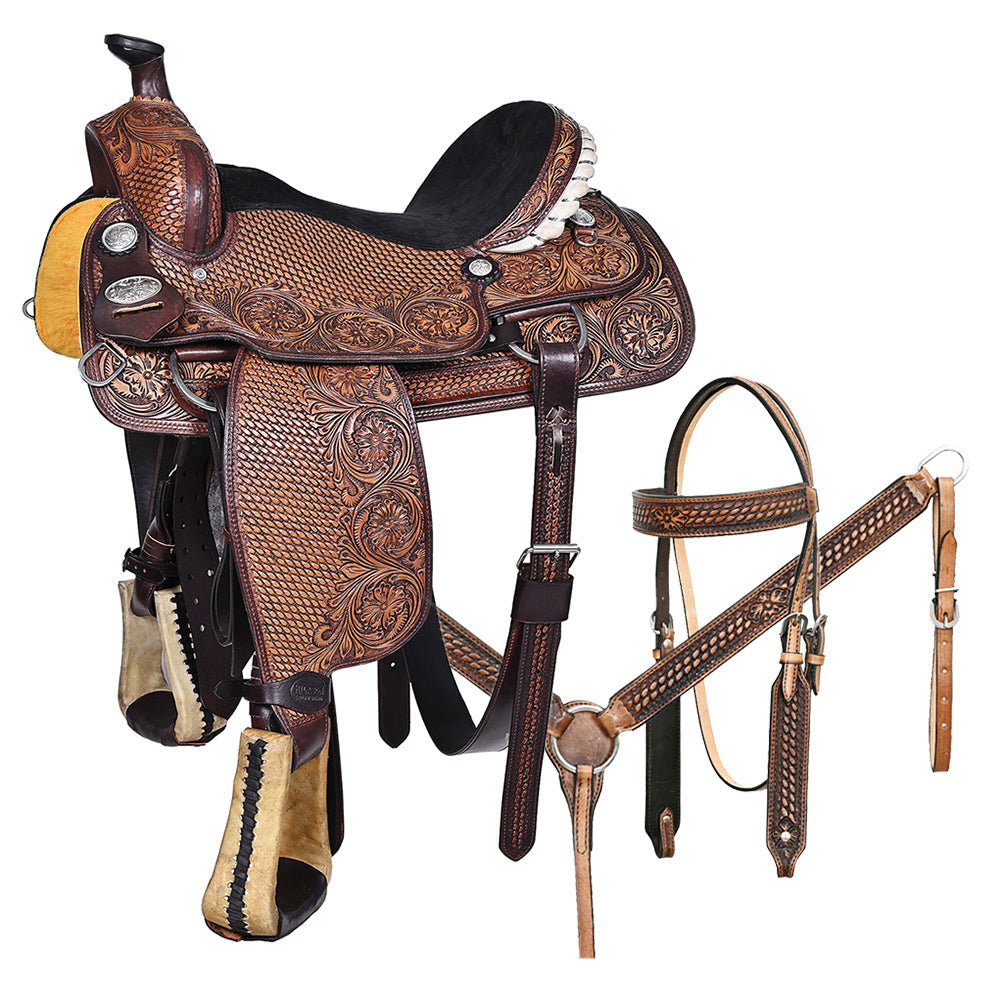 Western Horse Saddle American Leather Ranch Roping Cowboy Hilason