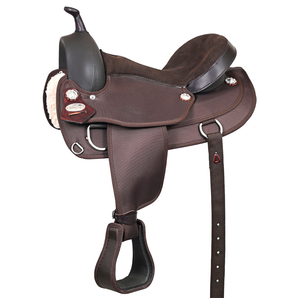 HILASON Flex Tree Western Horse Trail PleasureIn American Leather Saddle Brown | for Horses
