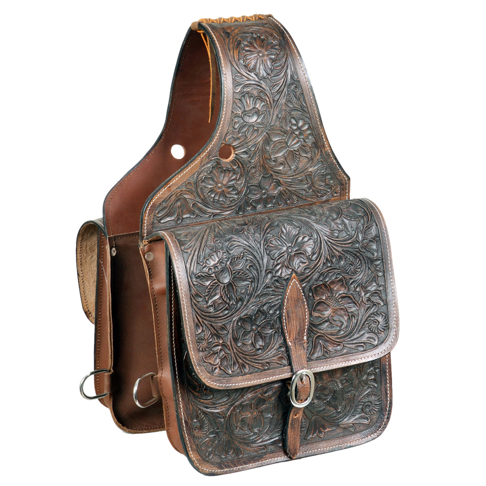 HILASON Western Horse Leather Saddle Bag Heavyduty Traditional Trail Ride Dark Brown
