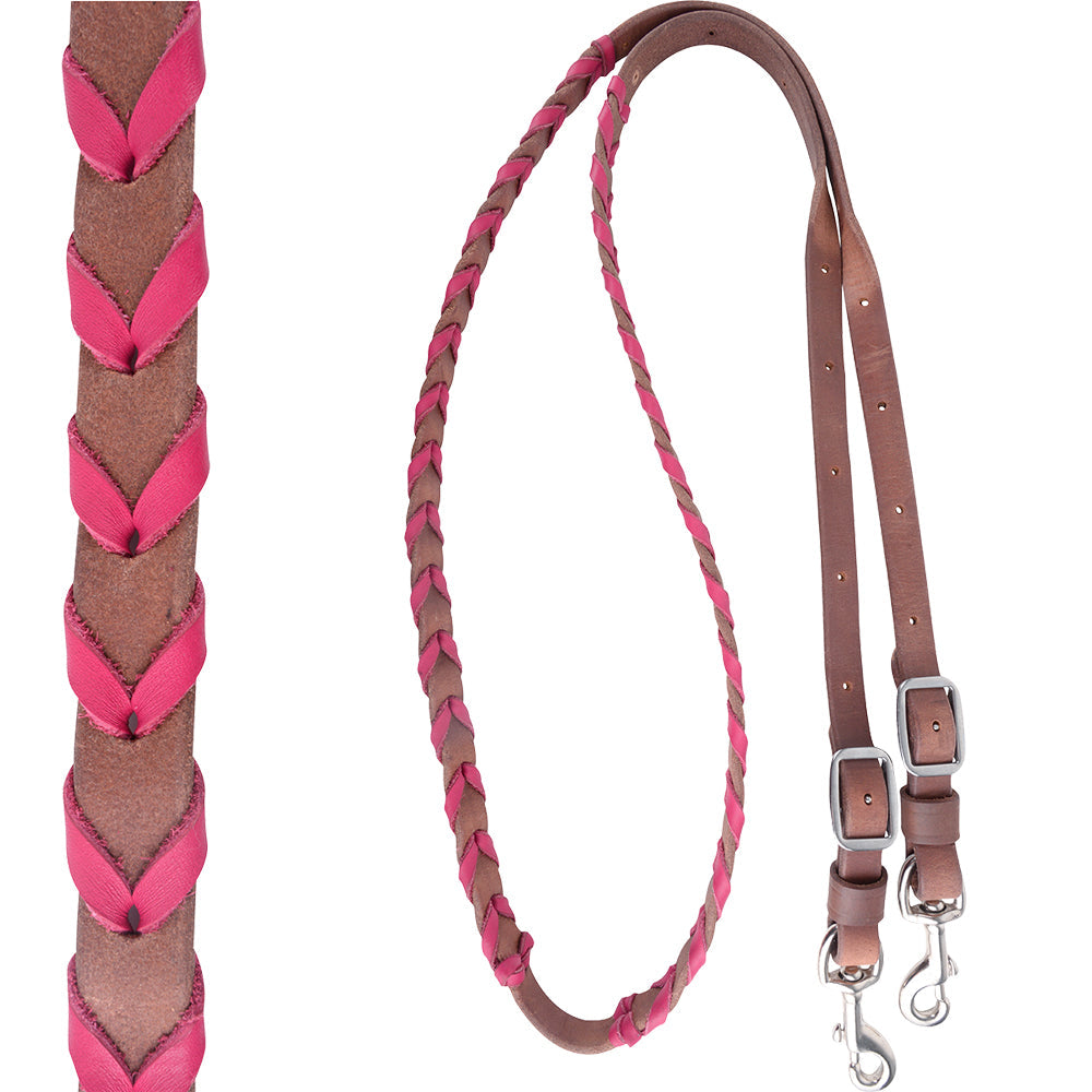 MARTIN SADDLERY LATIGO LACED BARREL REIN 5/8 INCH PINK