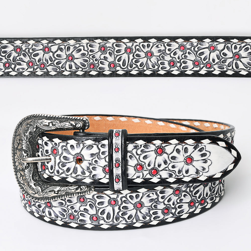 American Darling Beautifully Hand Tooled Tan Genuine Leather Belt Men and Women Western with Removable Buckle