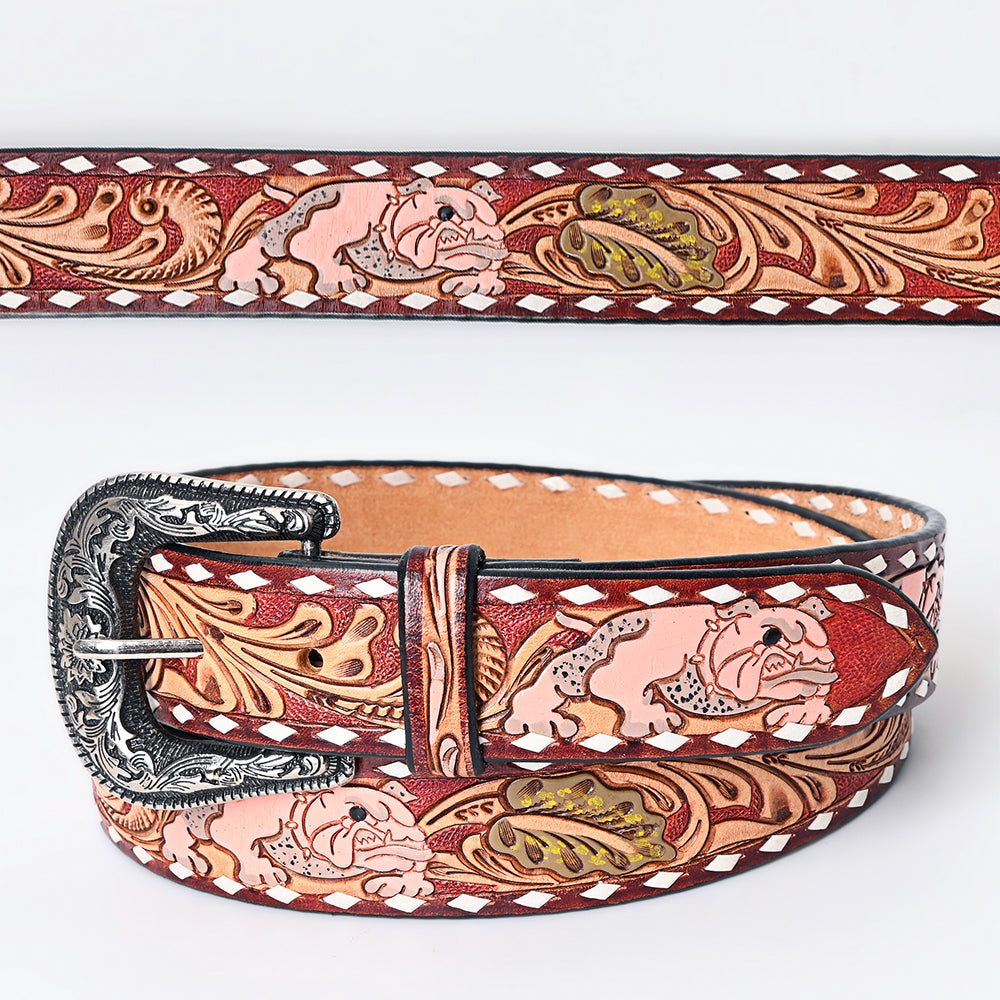 American Darling Beautifully Hand Tooled Tan Genuine Leather Belt Men and Women Western with Removable Buckle