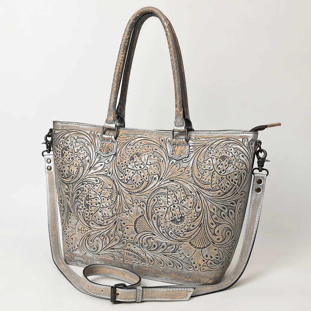 American Darling Tote Hand Tooled Genuine Leather Western Women Bag Handbag Purse Silver | Travel Bags College Casual