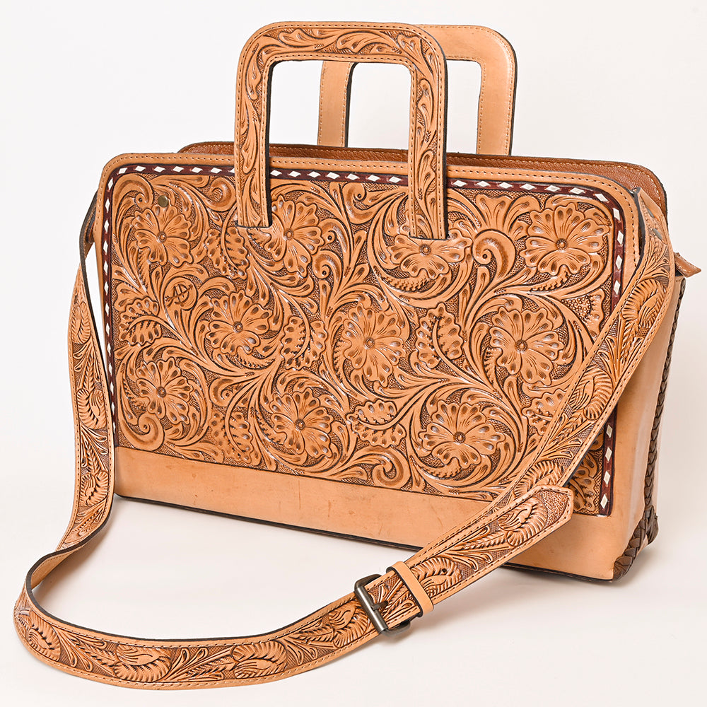 American Darling Briefcase Hand Tooled Genuine Leather Western Women Bag Handbag | for Cute Laptop