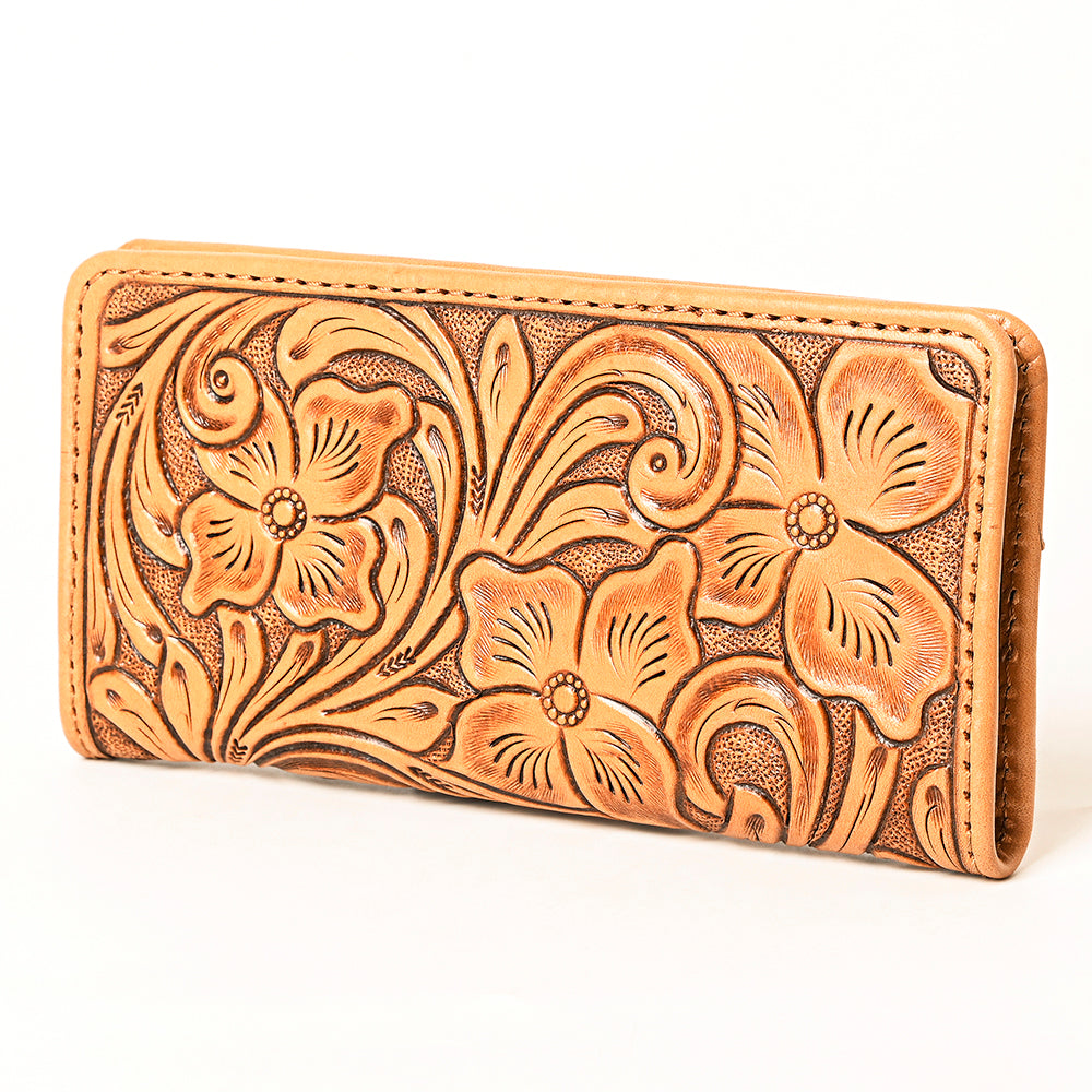 American Darling Wallet Hand Tooled Genuine Leather Western Women Purse | Wristlet Travel Clutch for