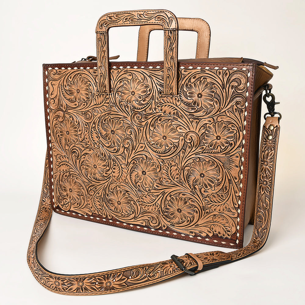 American Darling Briefcase Bag Hand Tooled Genuine Leather Western Women Handbag Purse | for Cute Travel