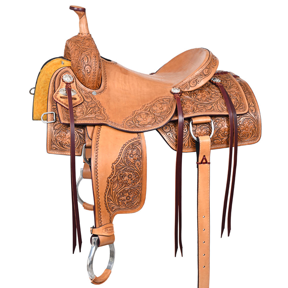 HILASON Western Horse Cutter Trail Barrel American Leather Saddle Tan