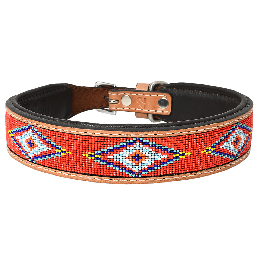 Hilason Western Style Heavy Duty Beaded American Leather Pet Dog Collar