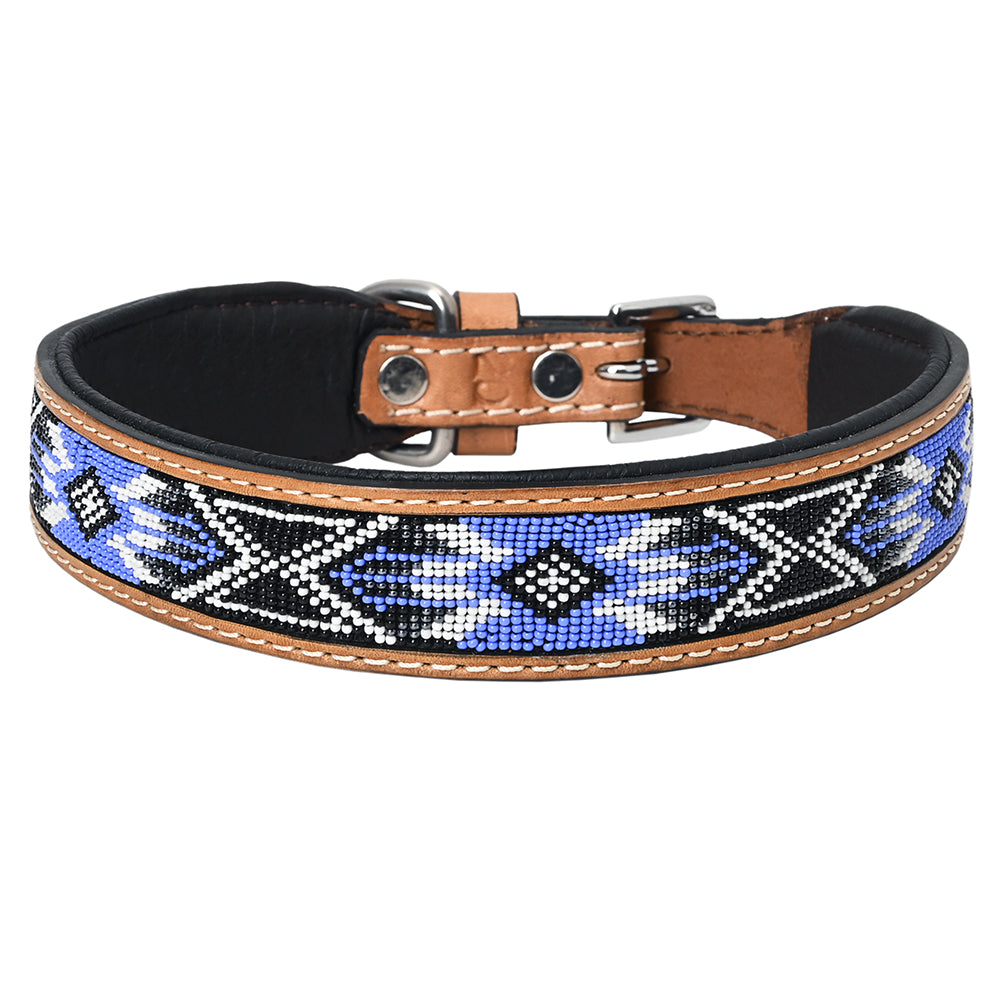 Hilason Western Style Heavy Duty Beaded American Leather Pet Dog Collar