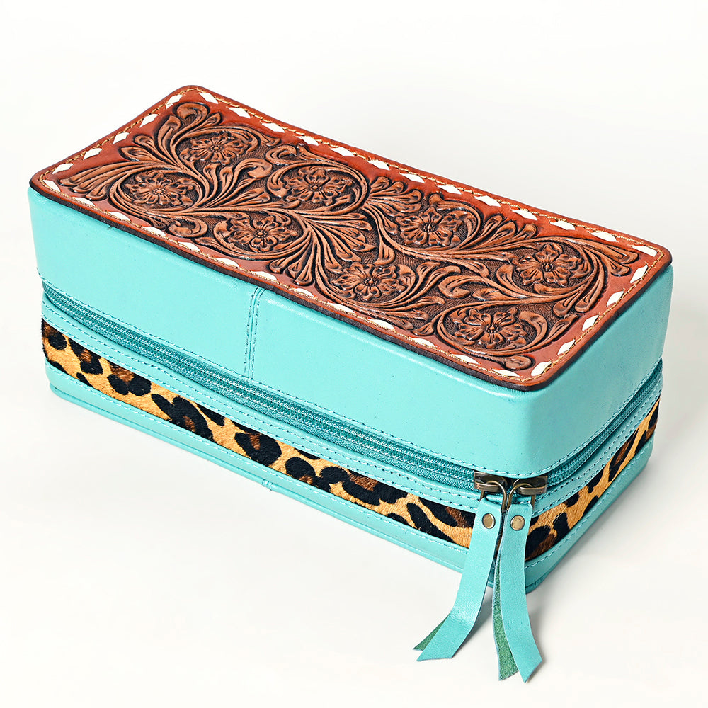 American Darling Jewelry Case Hand Tooled Hair-On Genuine Leather Western Women Bag