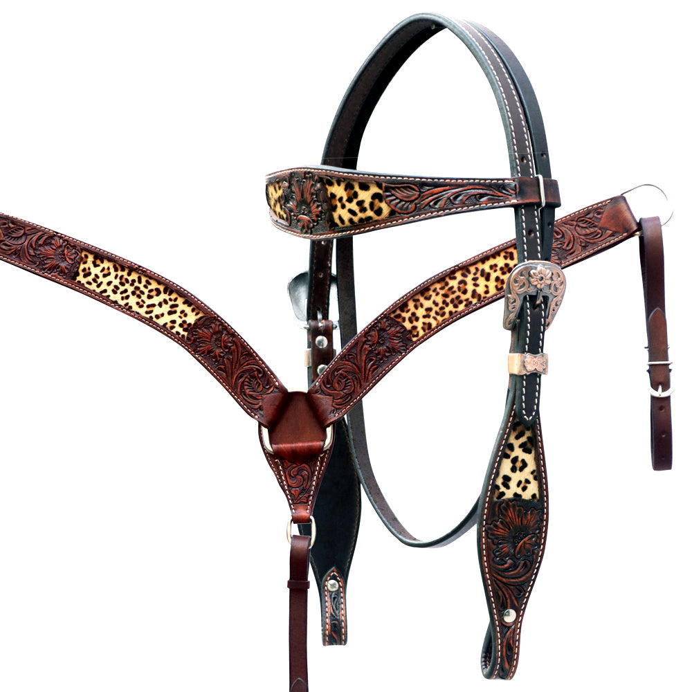 Comfytack Floral Horse Western Leather Breast Collar & Headstall