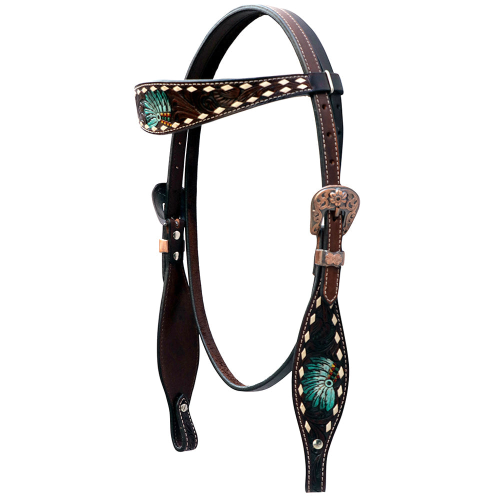 Comfytack Western Horse Floral Hand Painted Genuine Leather Headstall