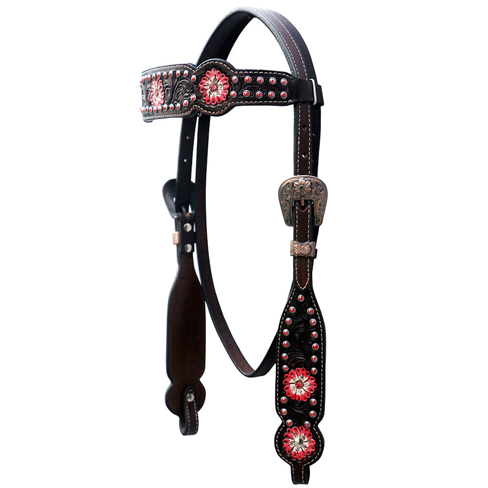 Comfytack Floral Horse Western Leather Breast Collar & Headstall Fringes