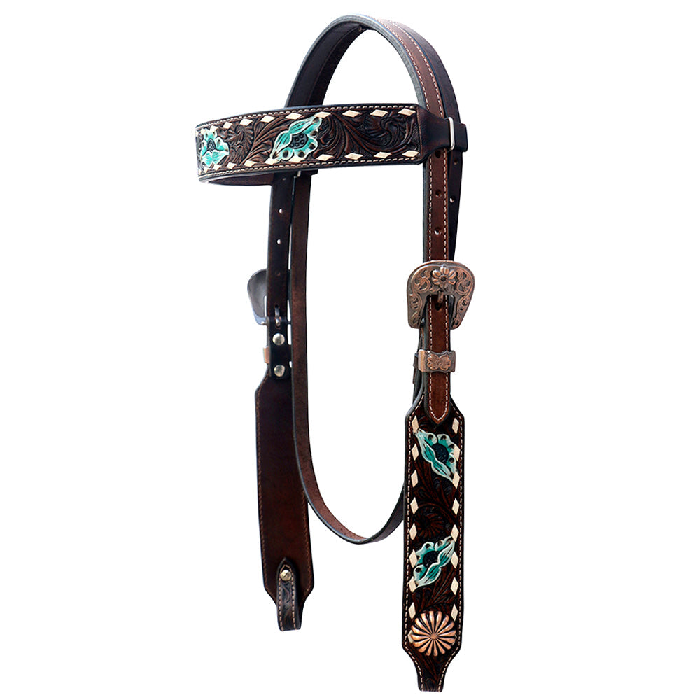 Comfytack Western Horse Floral Hand Painted Genuine Leather Headstall