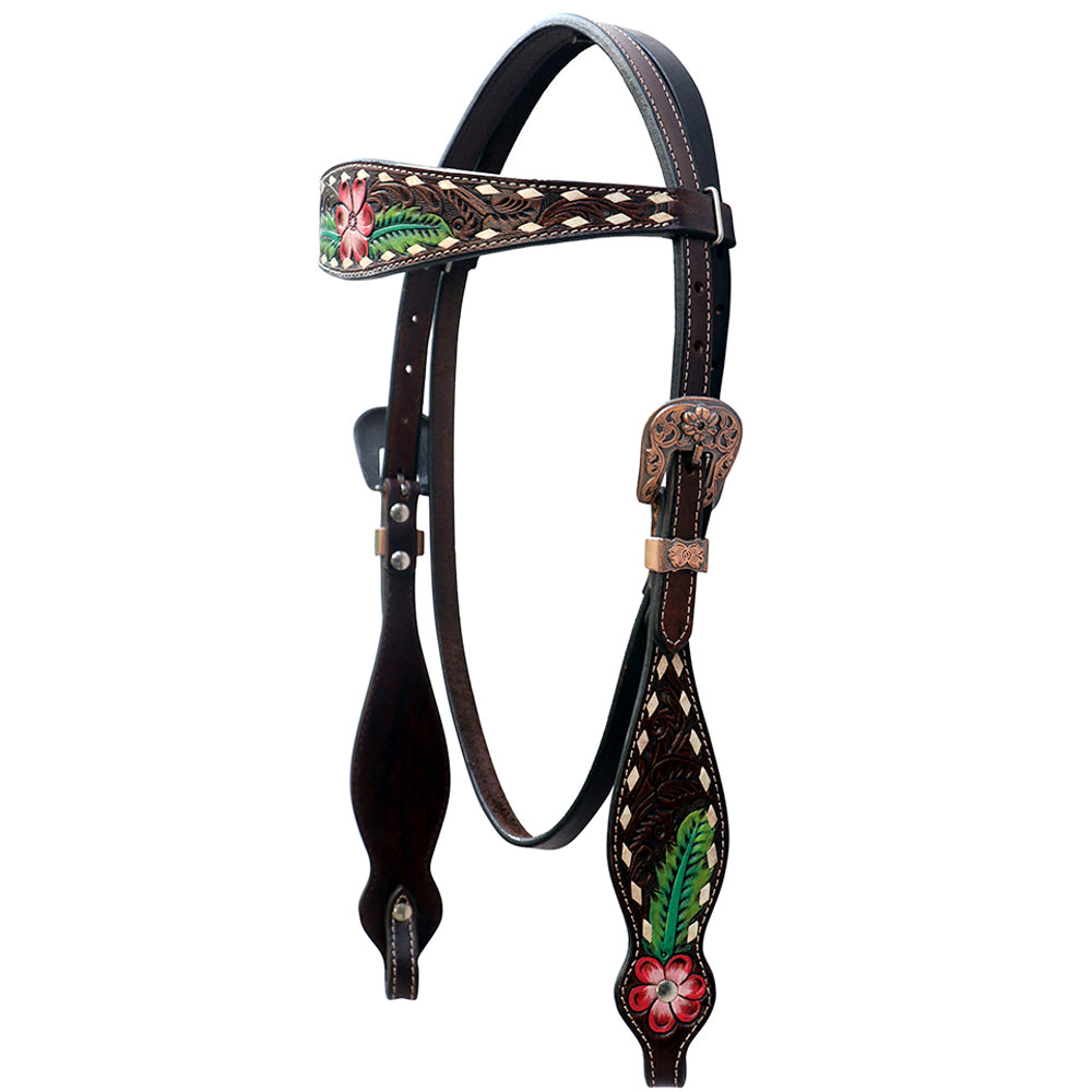 Comfytack Floral Horse Western Leather Breast Collar & Headstall