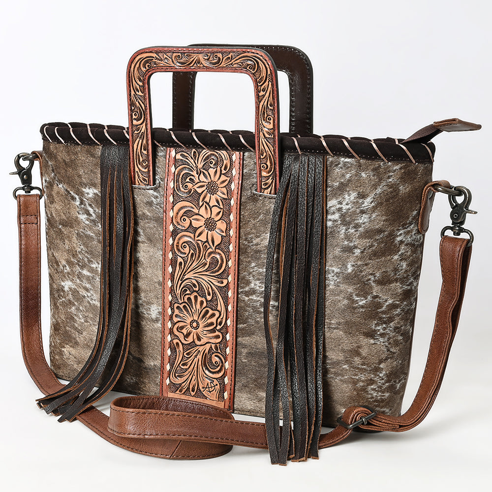 American Darling Adbg1298 Tote Hand Tooled Hair-On Genuine Leather Women Bag Western Handbag Purse | Briefcase