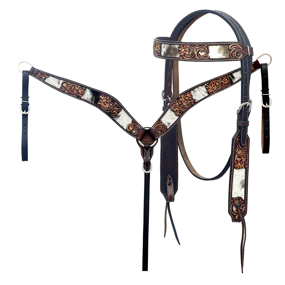 HILASON Western Horse Headstall & Breast Collar American Leather Hand Carving