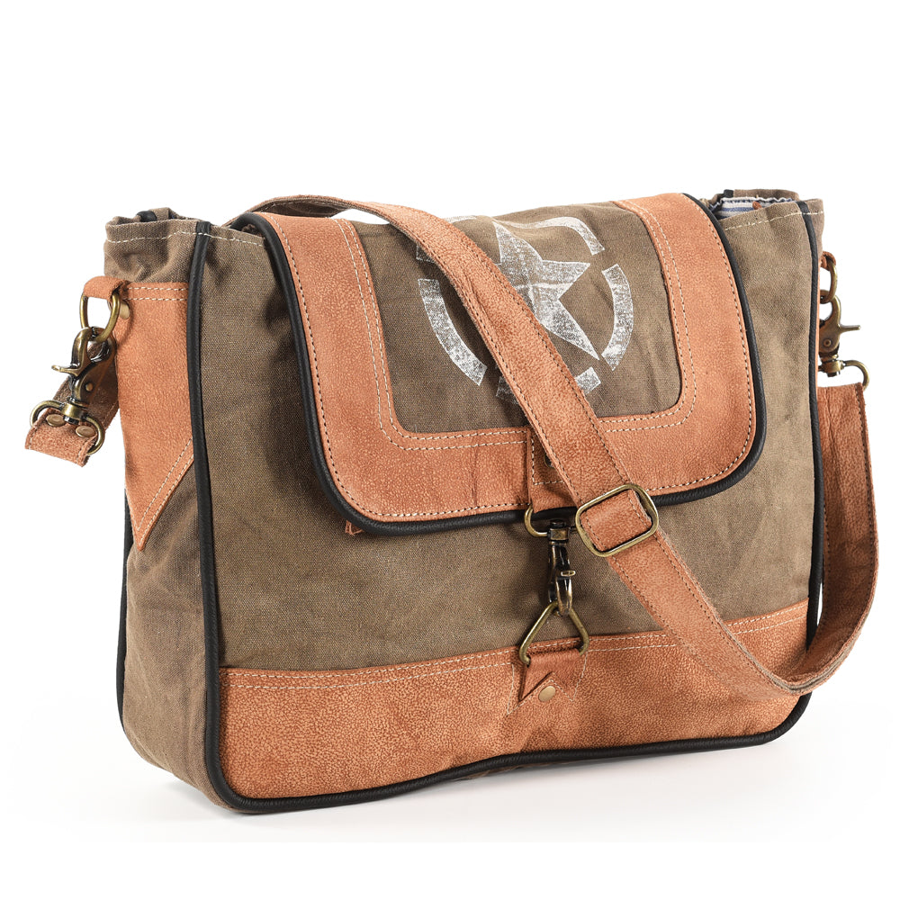 Ohlay Bags OHV160 Cross Body I Upcycled Canvas Genuine Leather Women Bag Western Handbag Purse