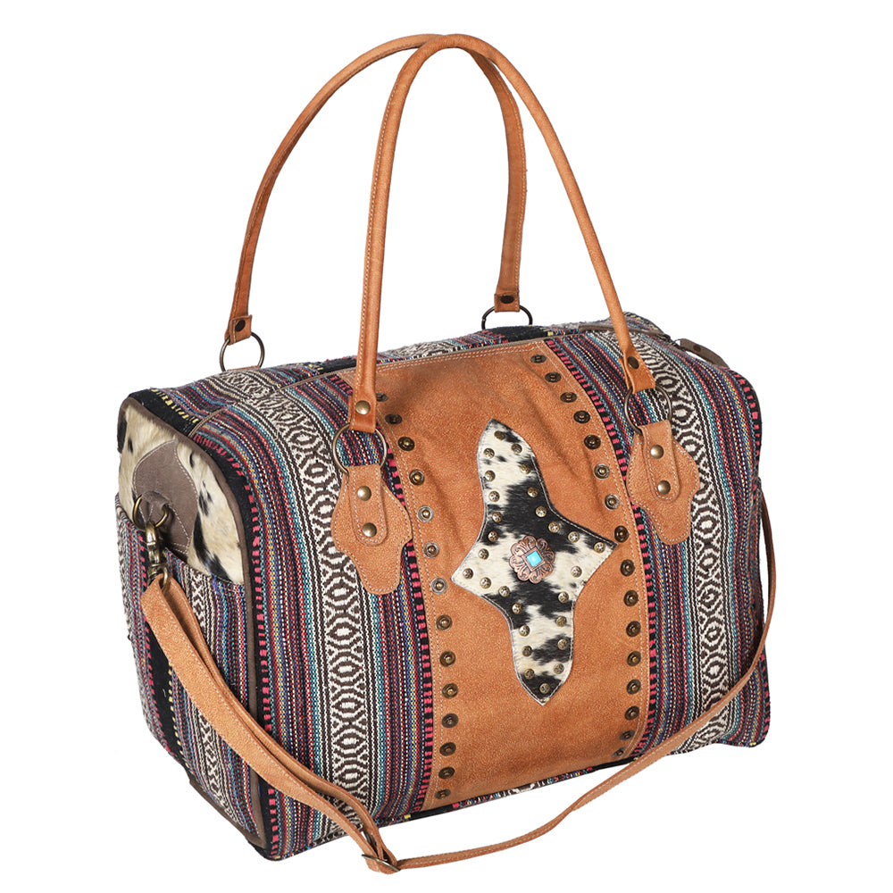 Ohlay Bags OHV222 Duffel Upcycled Wool Canvas Hair-On Genuine Leather Women Bag Western Handbag Purse