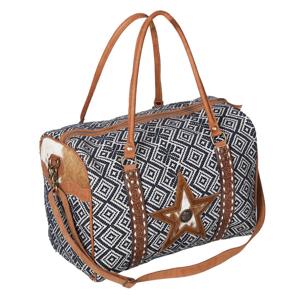 OHLAY Weekender Hand Tooled Upcycled Wool Hair-On Genuine Leather Women Bag Western Handbag | Womens Handbags Belt for Summer