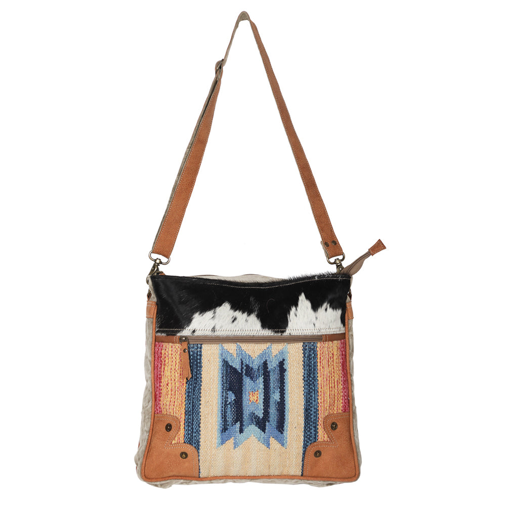 Ohlay Bags OHV245 Cross Body Ii Upcycled Wool Canvas Hair-On Genuine Leather Women Bag Western Handbag Purse