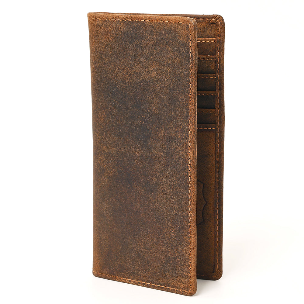 AMERICAN TANNER Genuine Leather Long Bifold Wallet For Men Women H7 X W3