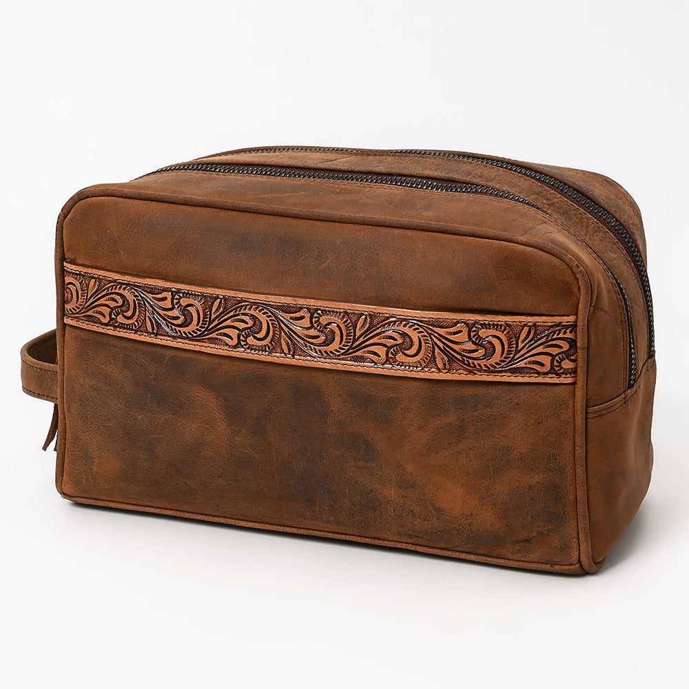 OHLAY Toiletry Hand Tooled Genuine Leather Women Bag Western Handbag Purse | Womens Handbags Belt for Summer