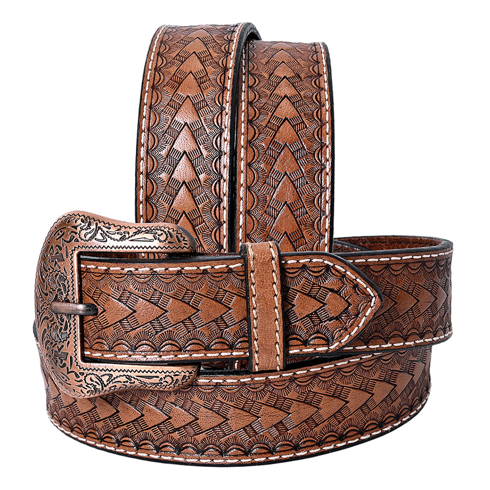 COMFYTACK Western Genuine Leather Belt for Men Women Cowboy Cowgirl Handmade Unisex Full Grain Heavy Duty Floral Tooled