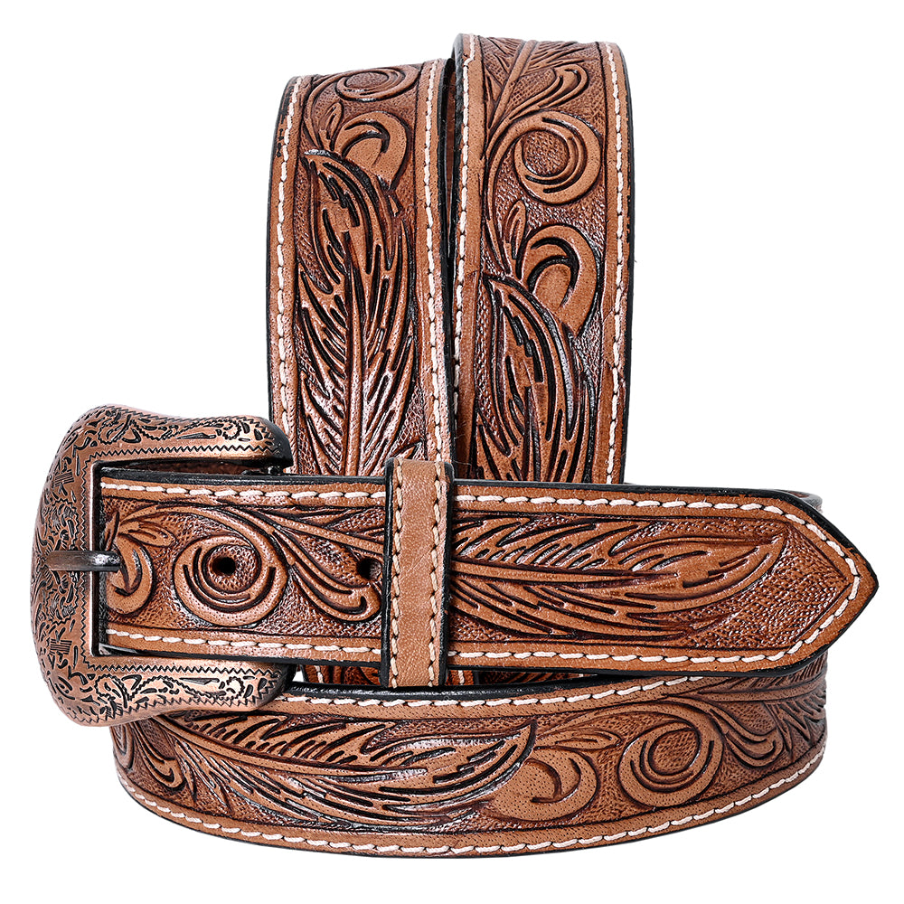 COMFYTACK Western Genuine Leather Belt for Men Women Cowboy Cowgirl Handmade Unisex Full Grain Heavy Duty Floral Tooled