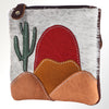 American Darling Coin Purse Western Hair-On Cowhide Genuine Leather Handcrafted Small Wallet Pouch with Cactus Design