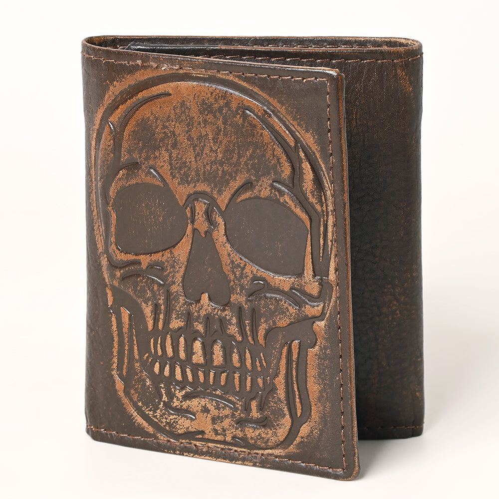 AMERICAN TANNER Genuine Leather Hand Burnished Trifold Wallet For Men Women H4.25 X W3 D0.5