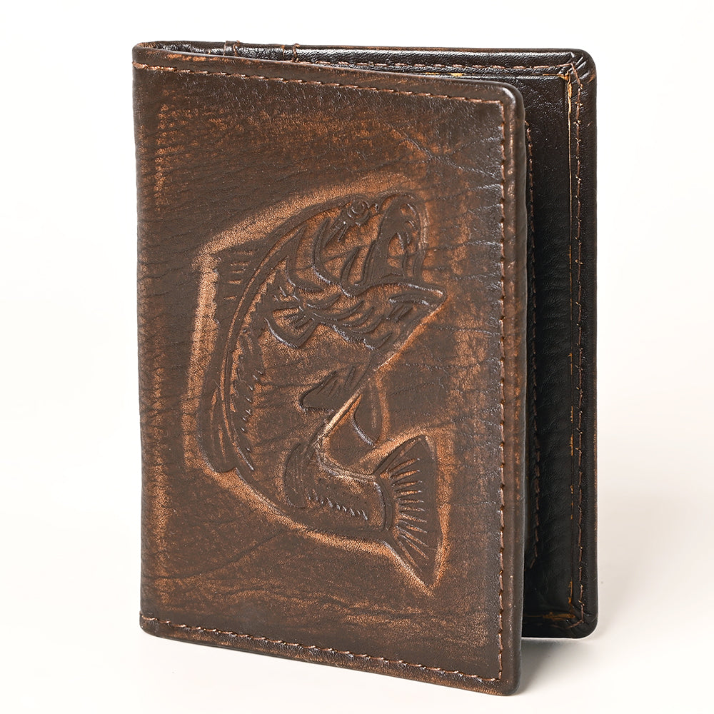 AMERICAN TANNER Genuine Leather Hand Burnished Bifold Wallet For Men Women H4.25 X W3 D0.5