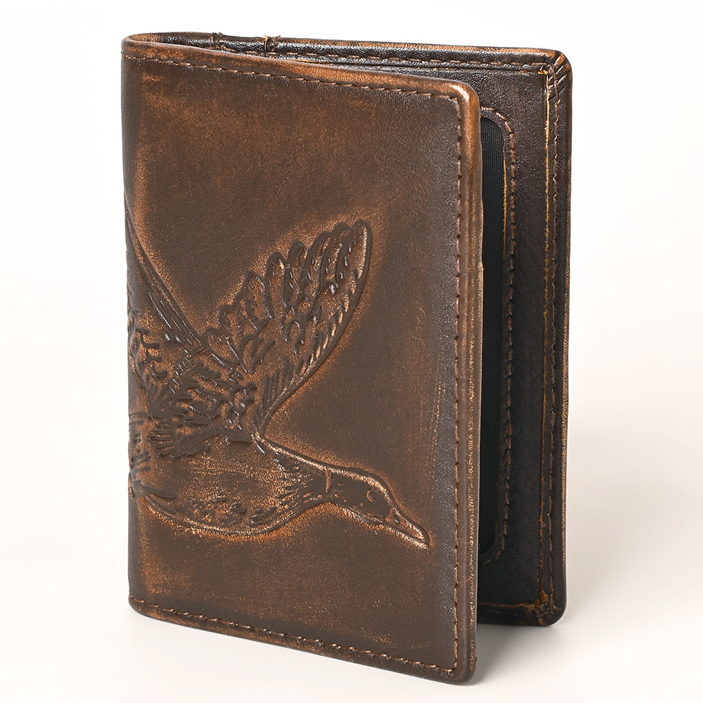 AMERICAN TANNER Genuine Leather Hand Burnished Bifold Wallet For Men Women H4.25 X W3 D0.5