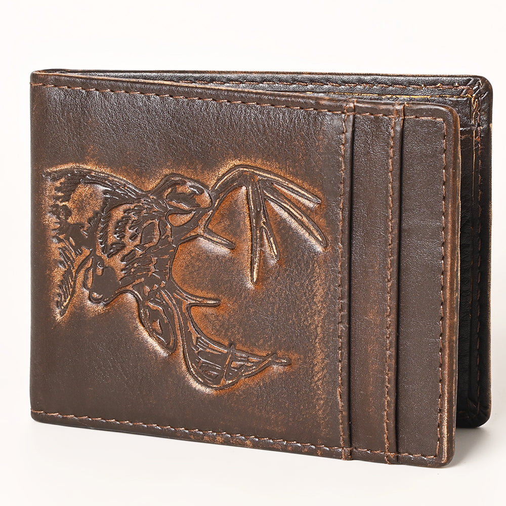 AMERICAN TANNER Genuine Leather Hand Burnished Bifold Wallet For Men Women H4 X W3.25 D0.5