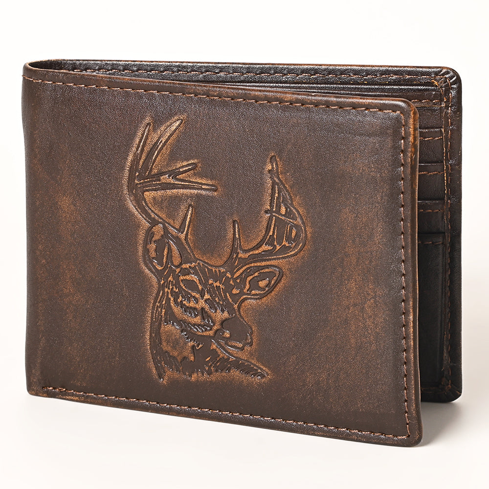 AMERICAN TANNER Genuine Leather Hand Burnished Bifold Wallet For Men Women H3.5 X W4.75 D0.5